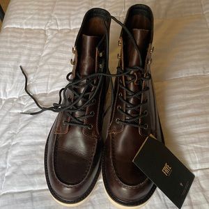 Frye Dawson Wedge Leather Lace Up Workboot Redwood Size 10